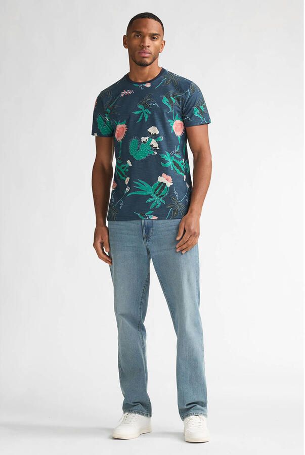 Petrol Industries regular gebloemde T-shirt donkerblauw - Foto 3