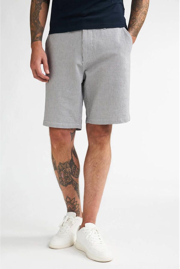 Petrol Industries regular gestreepte chino short ecru