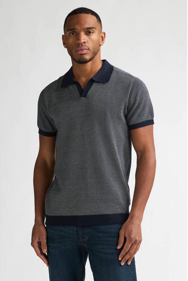 Petrol Industries regular polo donkerblauw gebreid