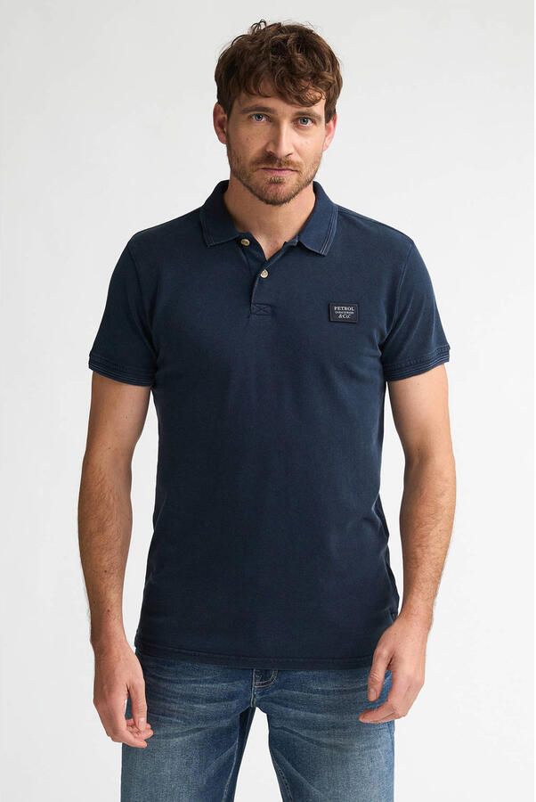 Petrol Industries regular polo donkerblauw