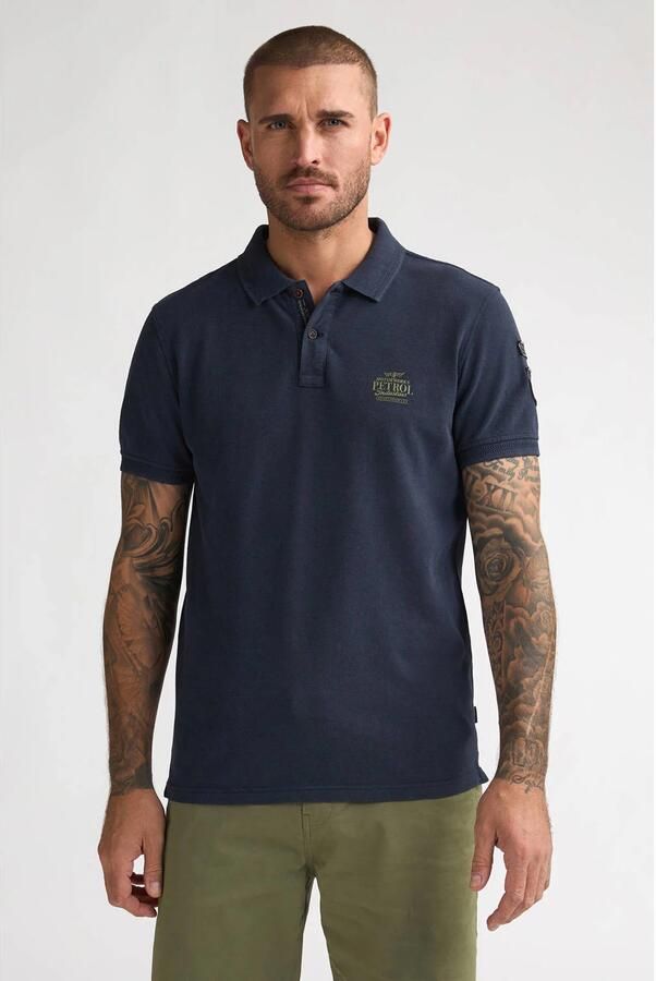 Petrol Industries regular polo donkerblauw