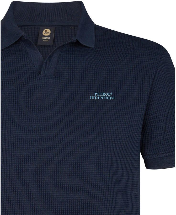 Petrol Industries regular polo donkerblauw met textuur - Foto 2