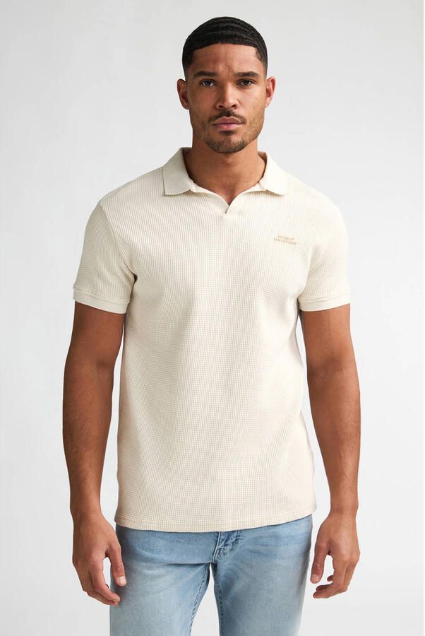 Petrol Industries regular polo ecru met textuur