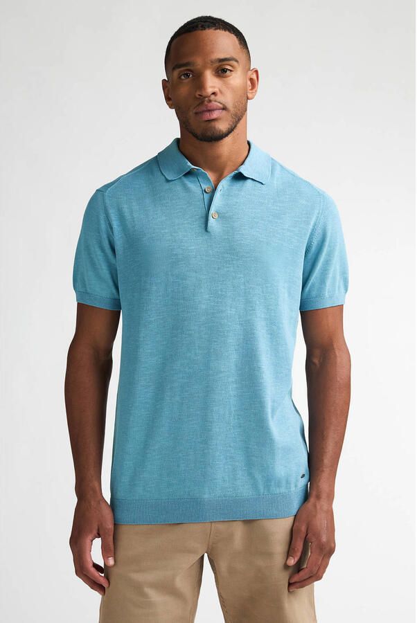 Petrol Industries regular polo fijn gebreid blauw