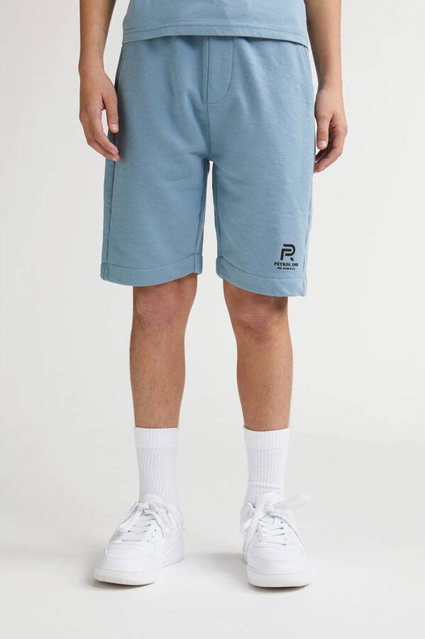 Petrol Industries regular sweatshort lichtblauw Korte broek Printopdruk