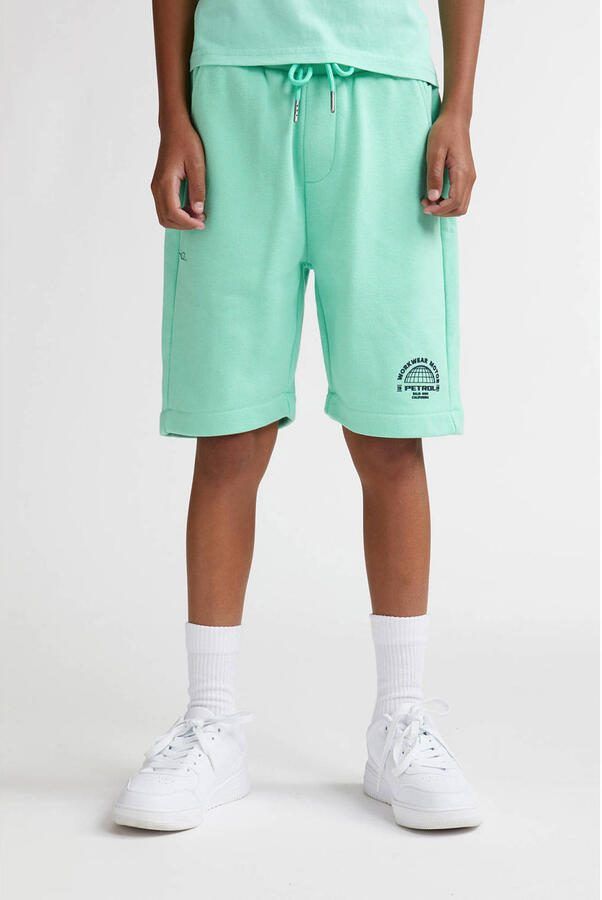Petrol Industries regular sweatshort mintgroen Korte broek Printopdruk