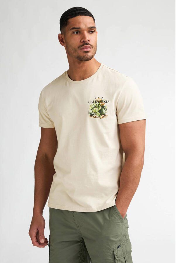 Petrol Industries regular T-shirt met backprint beige