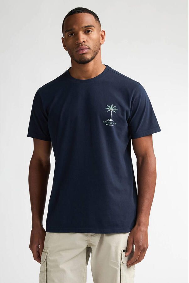 Petrol Industries regular T-shirt met backprint donkerblauw