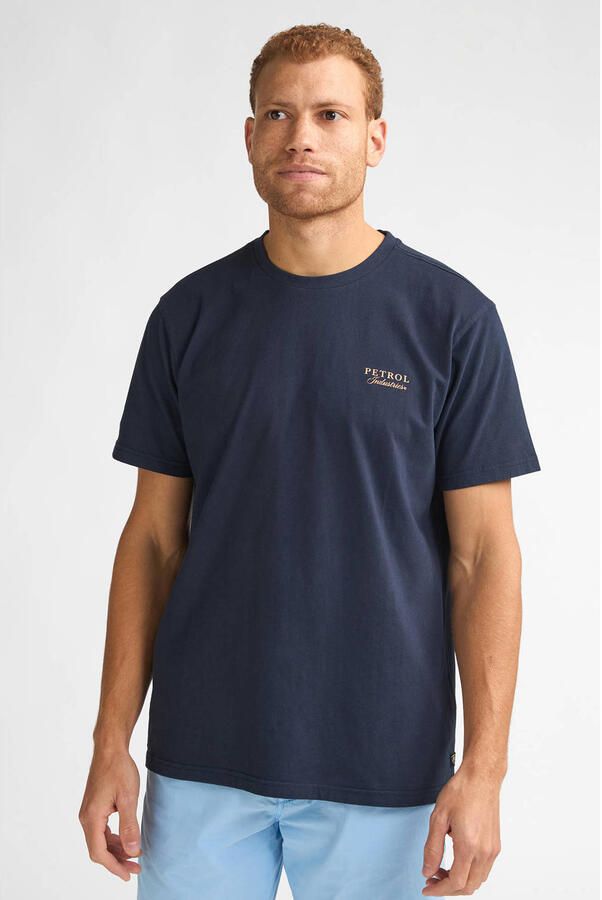 Petrol Industries regular T-shirt met backprint donkerblauw