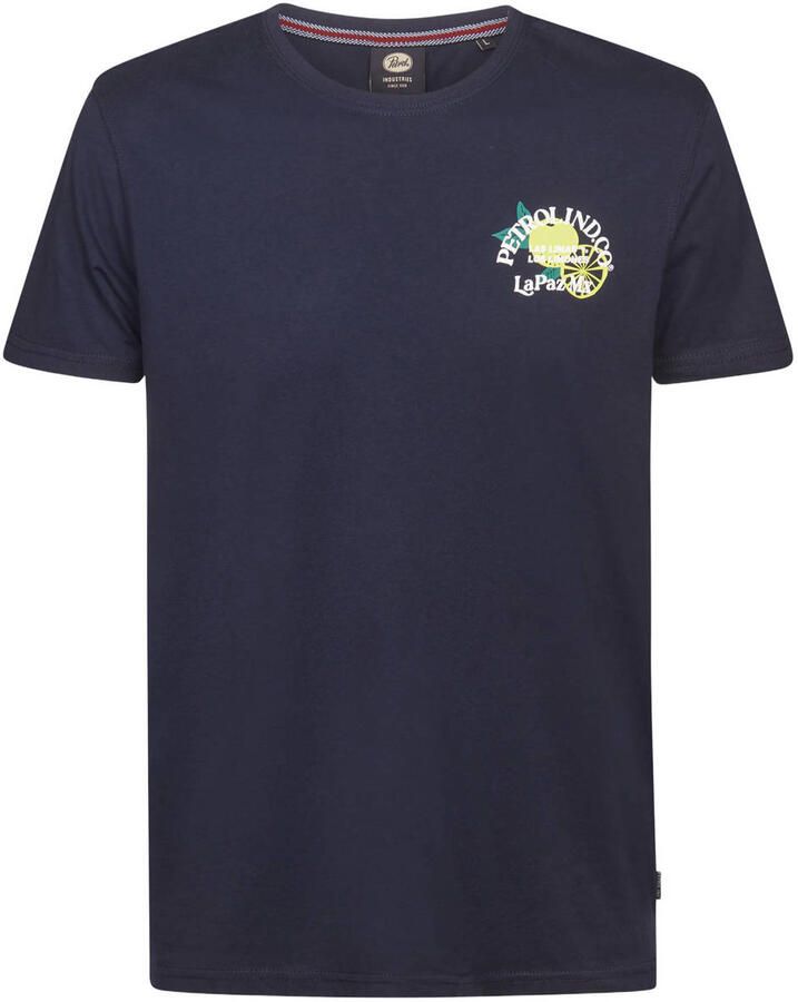 Petrol Industries regular T-shirt met backprint donkerblauw