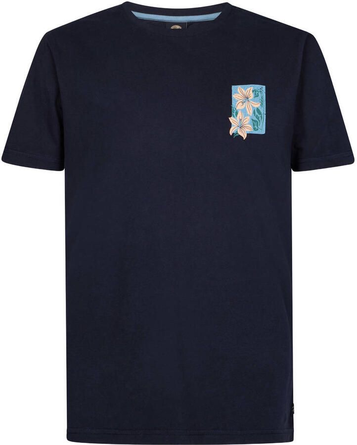 Petrol Industries regular T-shirt met backprint donkerblauw