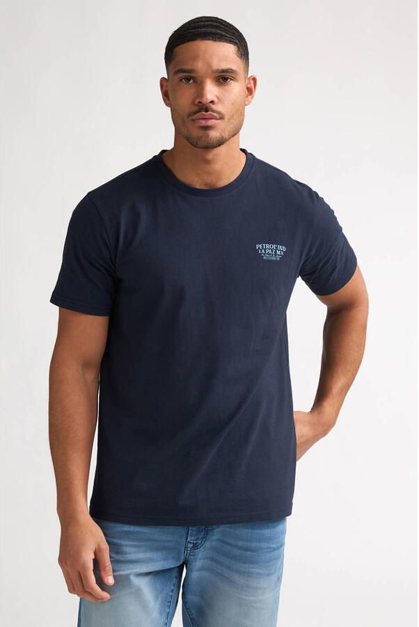 Petrol Industries regular T-shirt met backprint donkerblauw