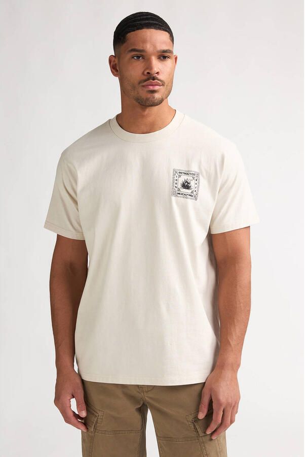 Petrol Industries regular T-shirt met backprint ecru