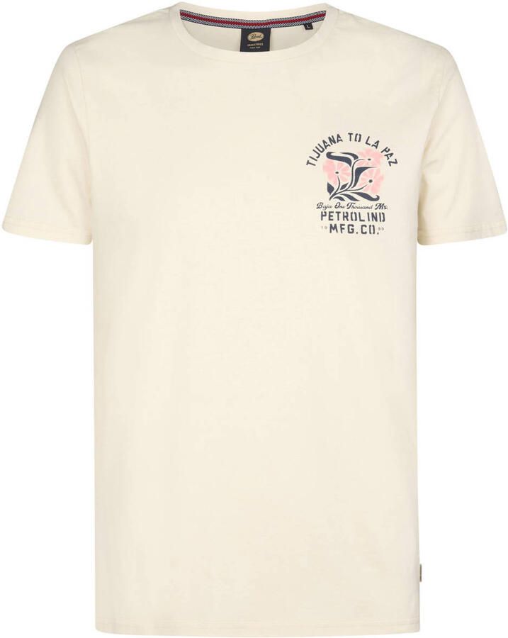 Petrol Industries regular T-shirt met backprint ecru
