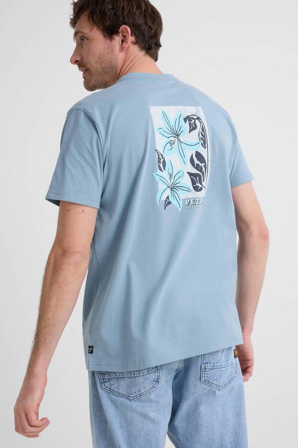 Petrol Industries regular T-shirt met backprint grijsblauw - Foto 2