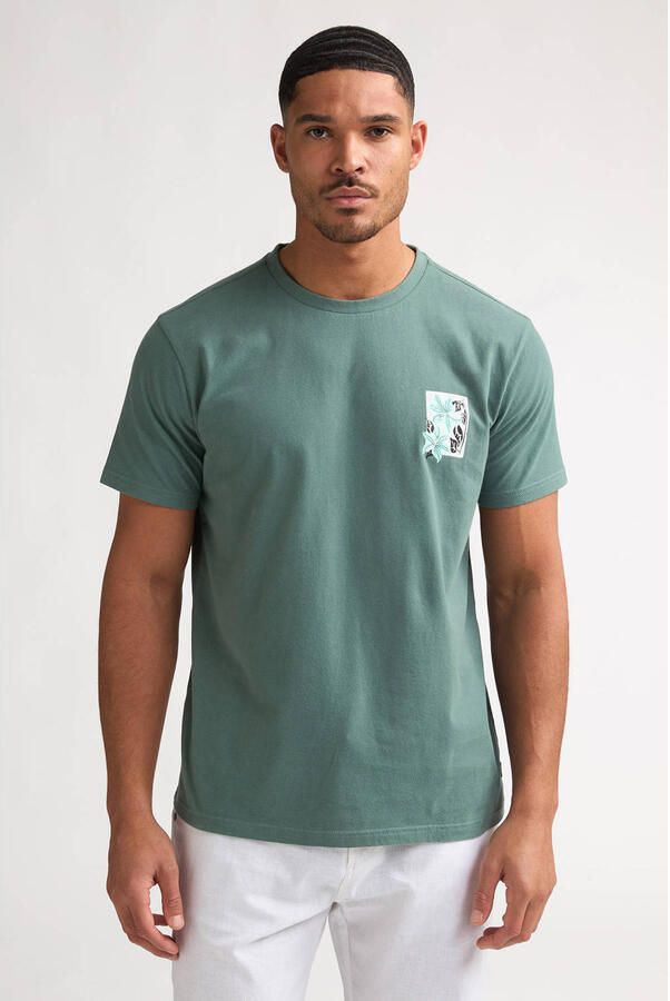 Petrol Industries regular T-shirt met backprint groen