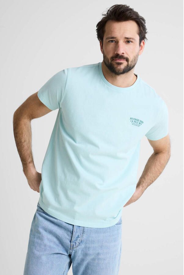 Petrol Industries regular T-shirt met backprint mintgroen