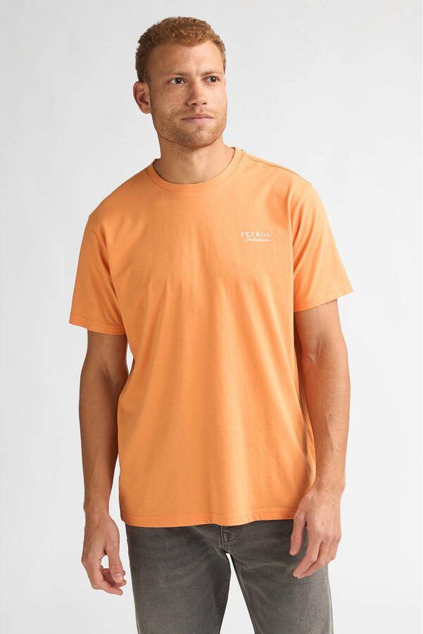 Petrol Industries regular T-shirt met backprint oranje