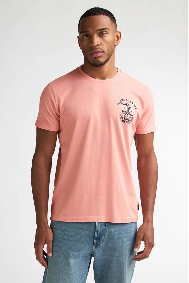 Petrol Industries regular T-shirt met backprint roze