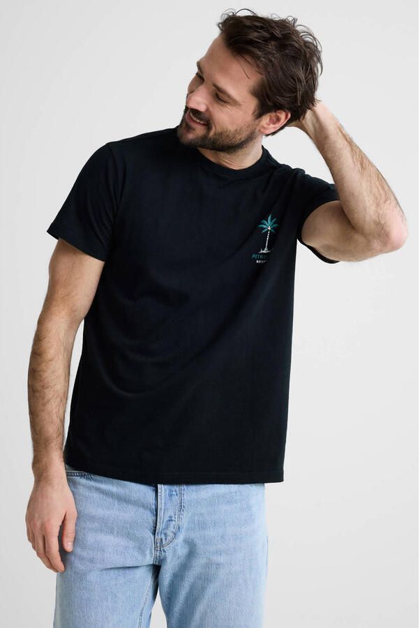 Petrol Industries regular T-shirt met backprint zwart