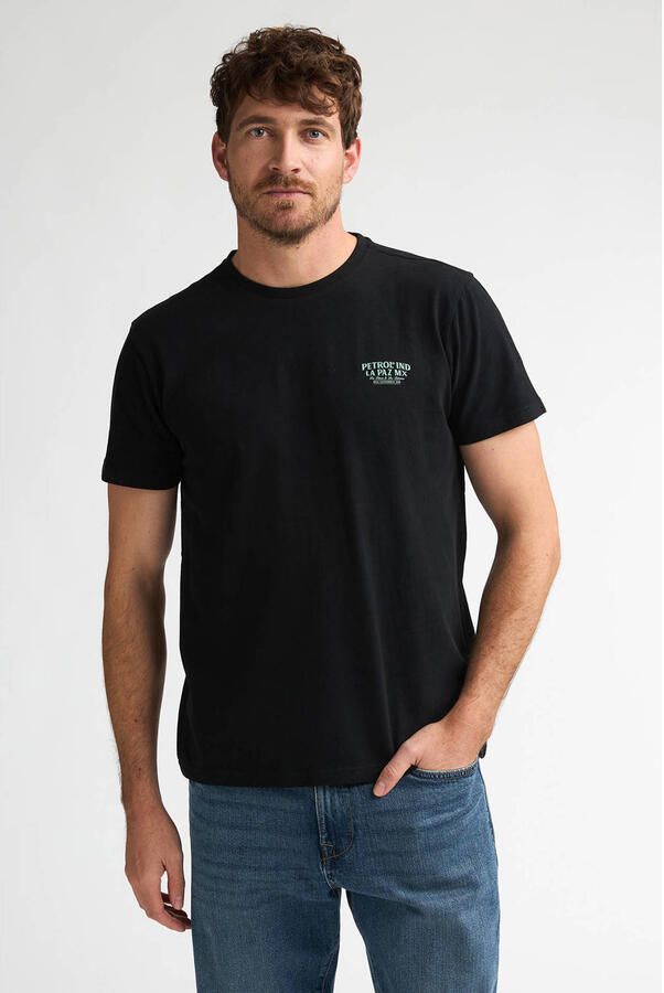 Petrol Industries regular T-shirt met backprint zwart
