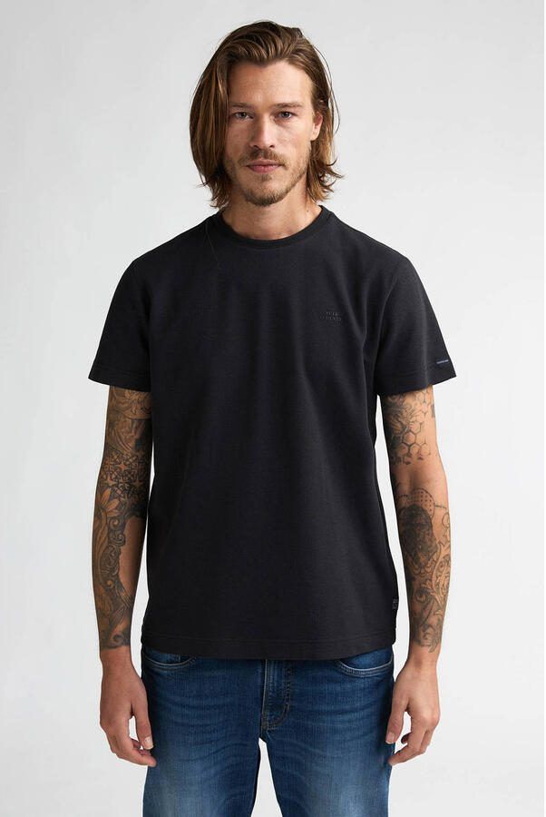 Petrol Industries regular T-shirt zwart met textuur