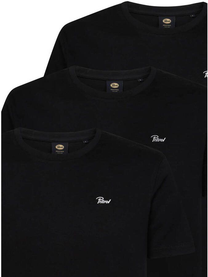 Petrol Industries regular T-shirt zwart (set van 3)