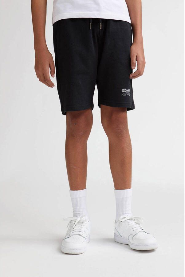 Petrol Industries regular waist sweatshort zwart Korte broek Printopdruk