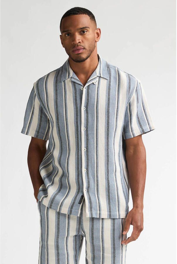Petrol Industries relaxed gestreepte casual overhemd blauw