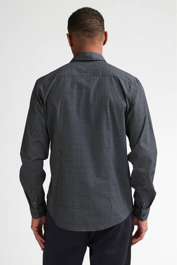 Petrol Industries slim fit poplin casual overhemd donkerblauw - Foto 3