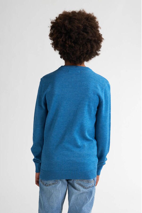 Petrol Industries sweater blauw fijn gebreid