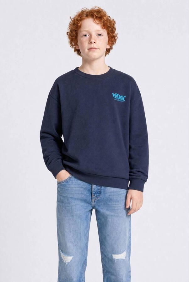 Petrol Industries sweater met backprint donkerblauw Backprint