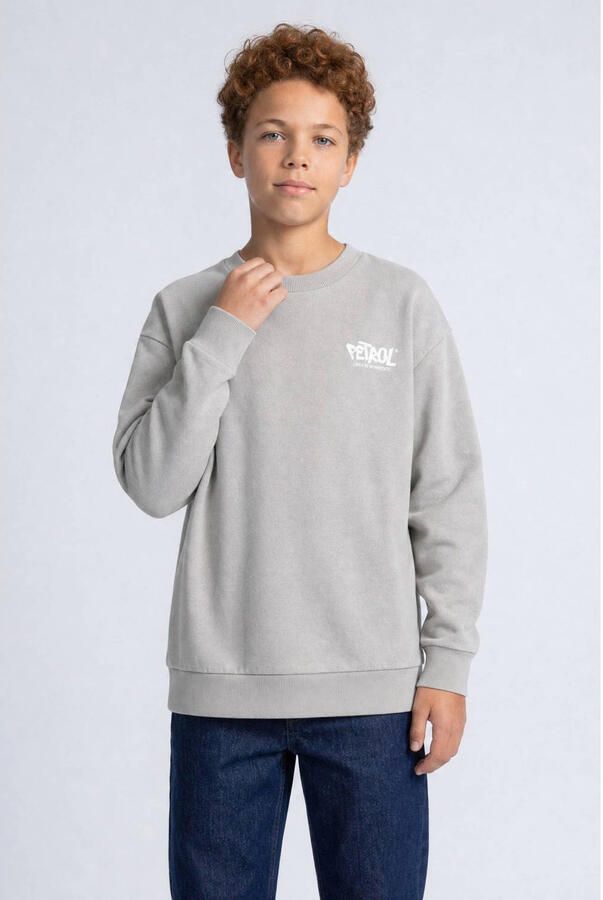 Petrol Industries sweater met backprint grijs Backprint