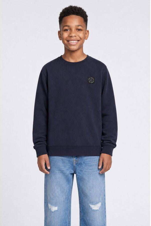 Petrol Industries sweater met logo donkerblauw Jongens Katoen Ronde hals