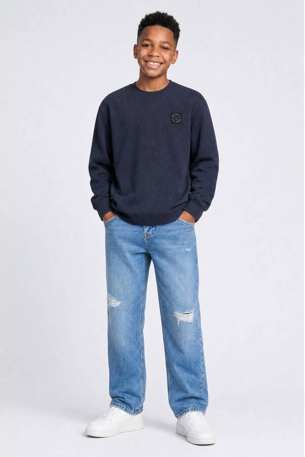 Petrol Industries sweater met logo donkerblauw Jongens Katoen Ronde hals - Foto 3
