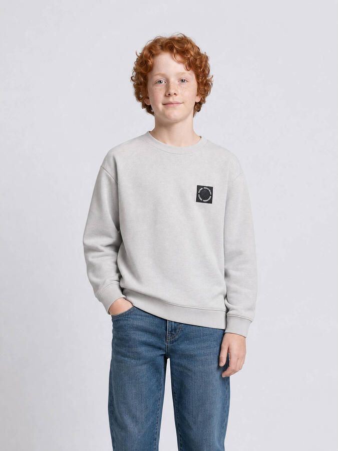 Petrol Industries sweater met logo lichtgrijs Jongens Katoen Ronde hals