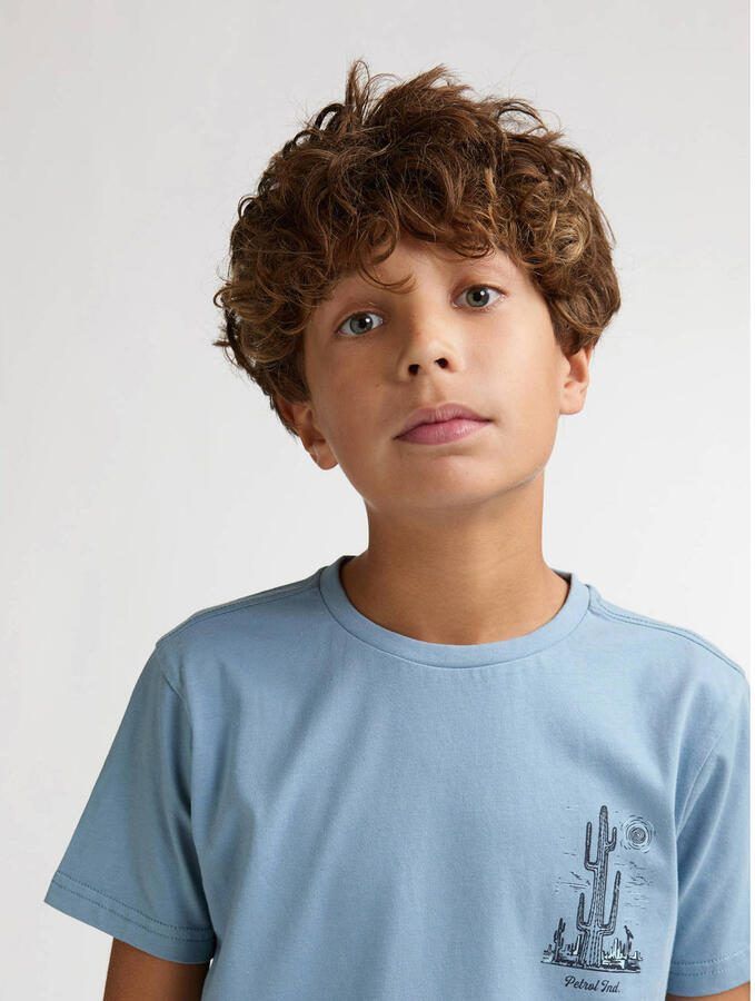 Petrol Industries T-shirt met backprint blauw