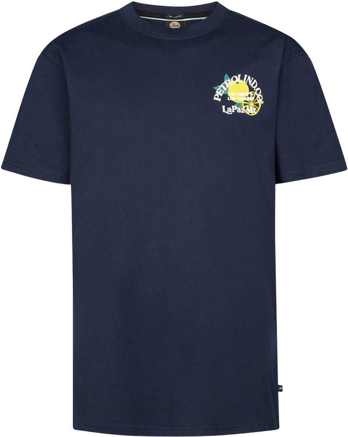 Petrol Industries T-shirt met backprint donkerblauw