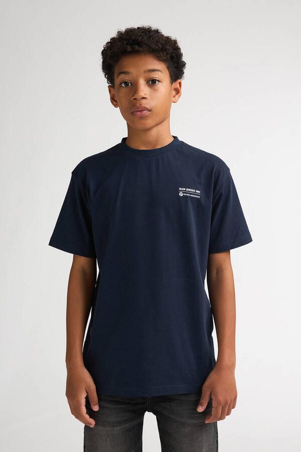 Petrol Industries T-shirt met backprint donkerblauw