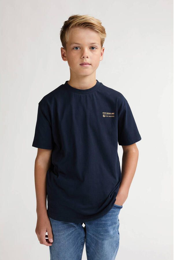 Petrol Industries T-shirt met backprint donkerblauw