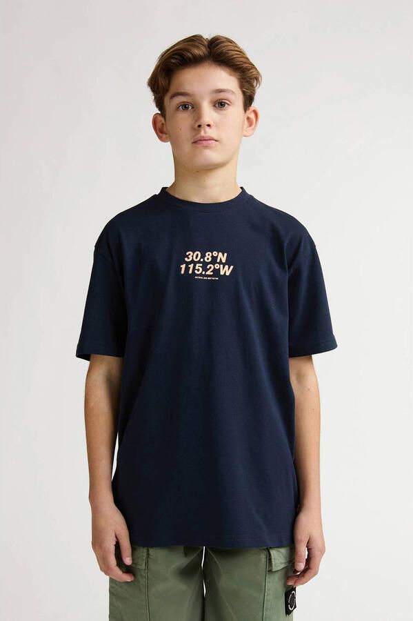 Petrol Industries T-shirt met backprint donkerblauw