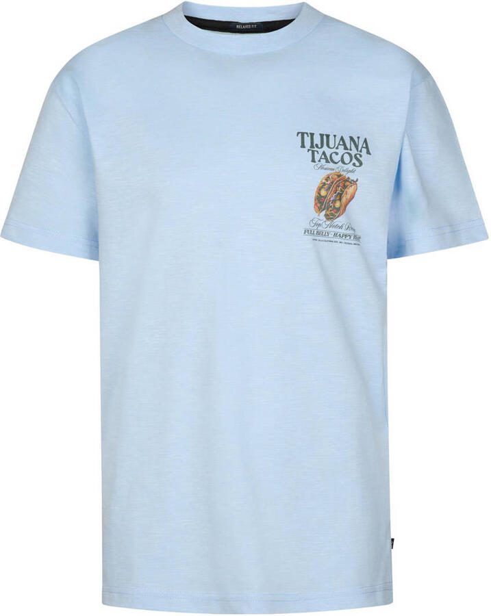 Petrol Industries T-shirt met backprint lichtblauw
