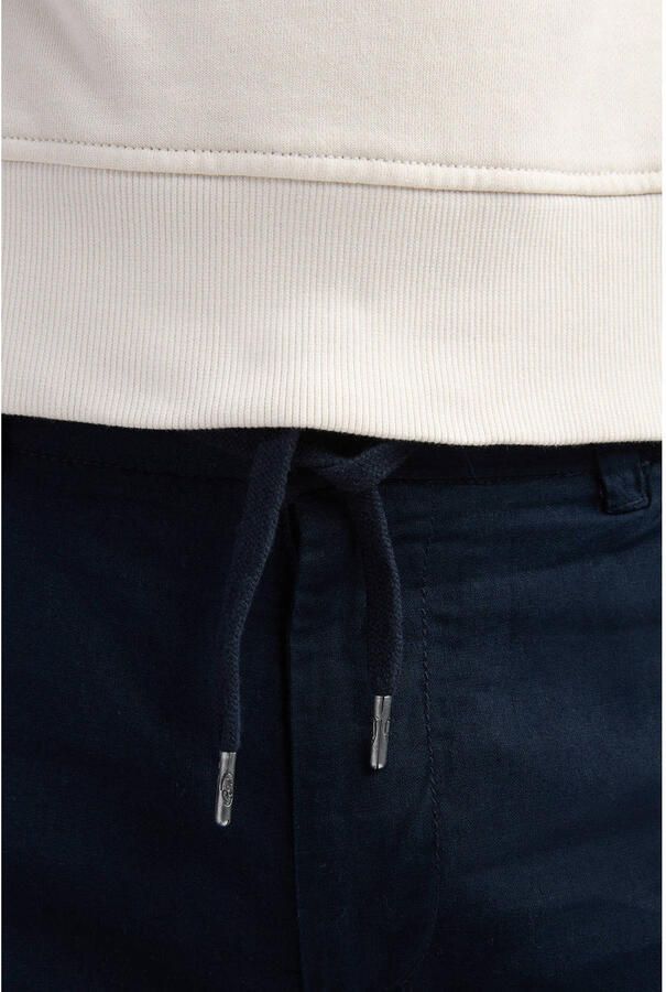 Petrol Industries tapered chino met linnen donkerblauw - Foto 3