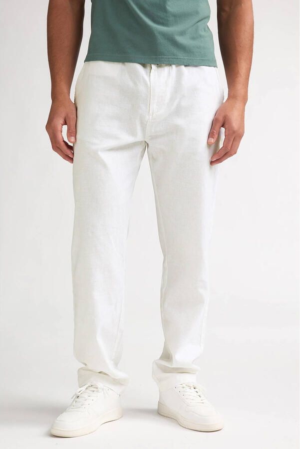 Petrol Industries tapered chino met linnen wit