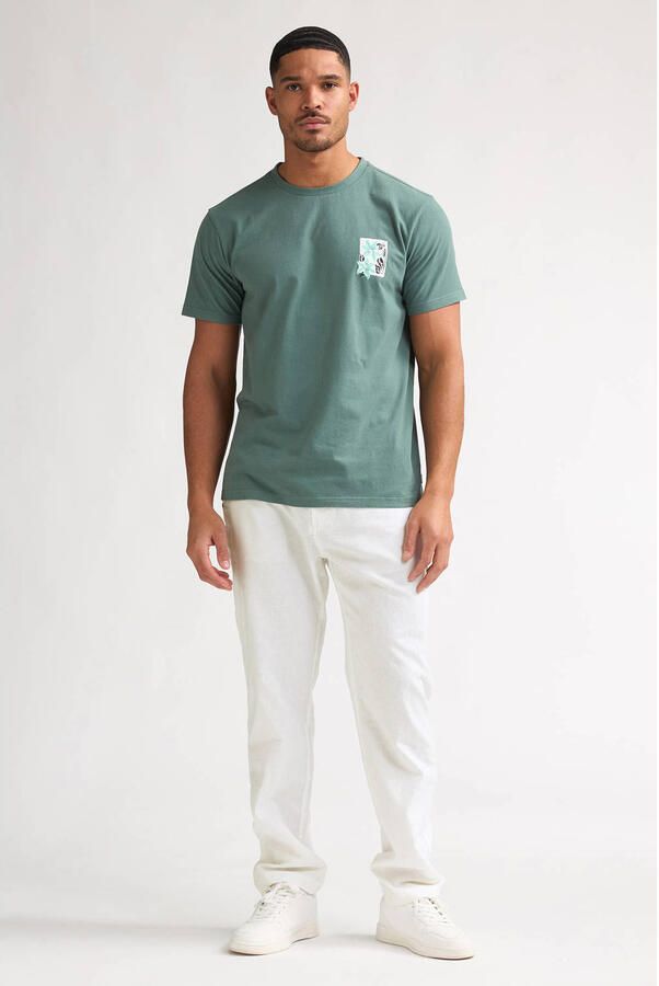 Petrol Industries tapered chino met linnen wit - Foto 3