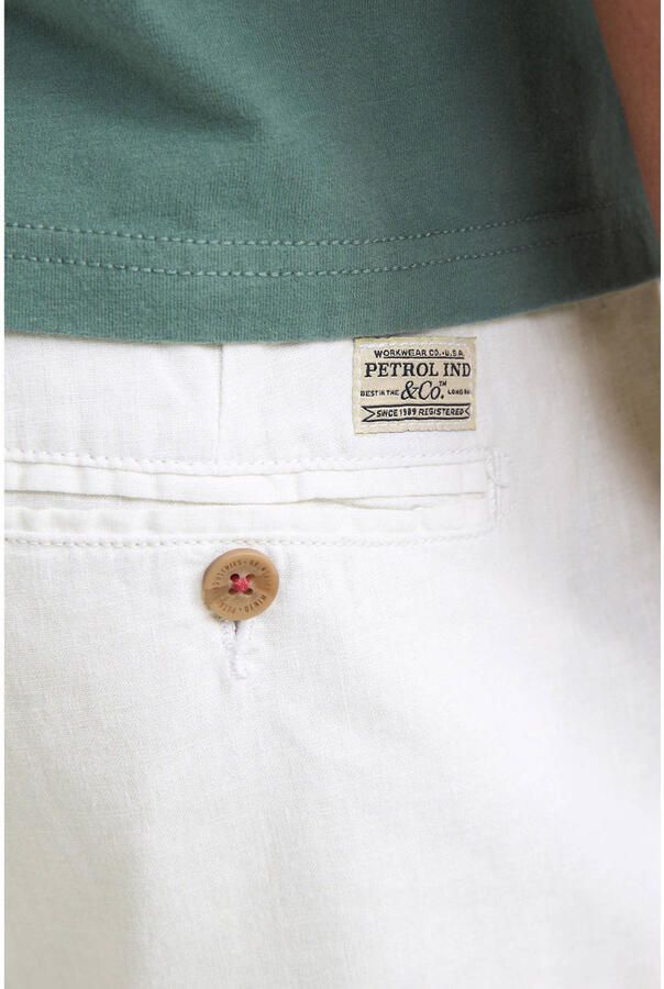 Petrol Industries tapered chino met linnen wit - Foto 2