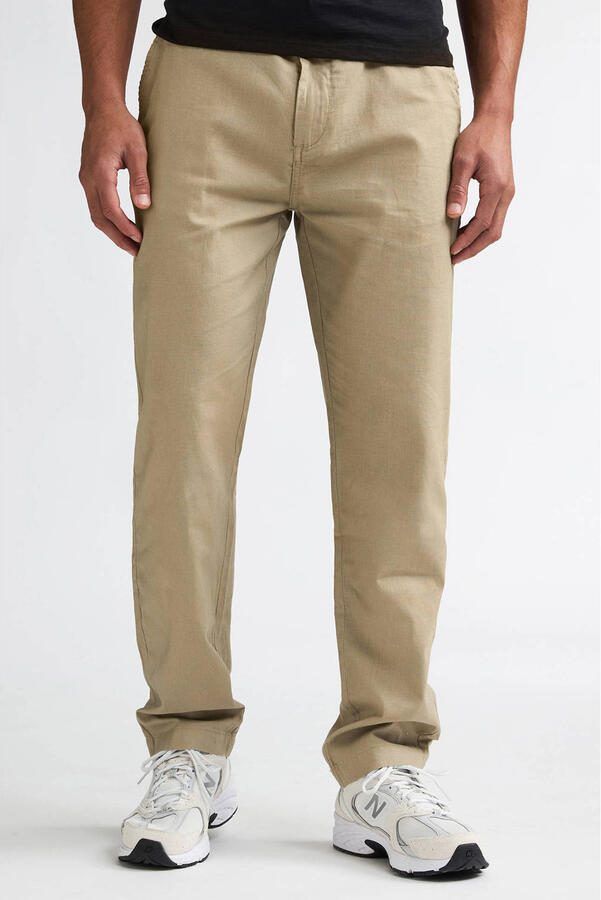 Petrol Industries tapered chino met linnen zand
