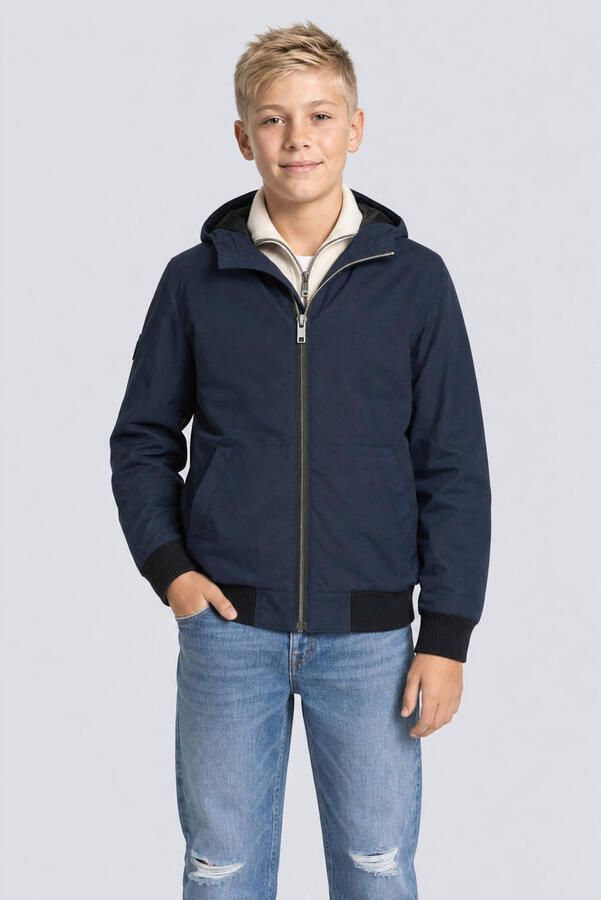 Petrol Industries winterjas donkerblauw Jongens Polyester Capuchon Effen