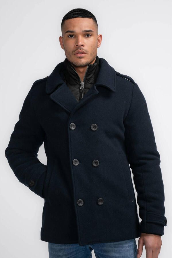 Petrol Industries winterjas met wol donkerblauw - Foto 3