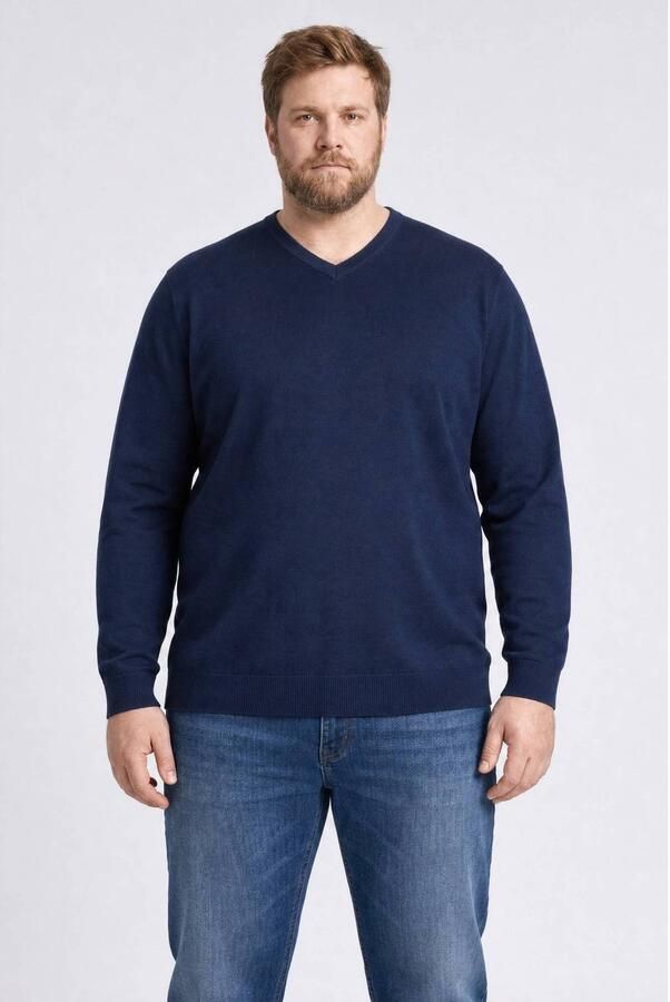 Petrol industries Plus Size katoenen regular fit gebreide trui navy blue